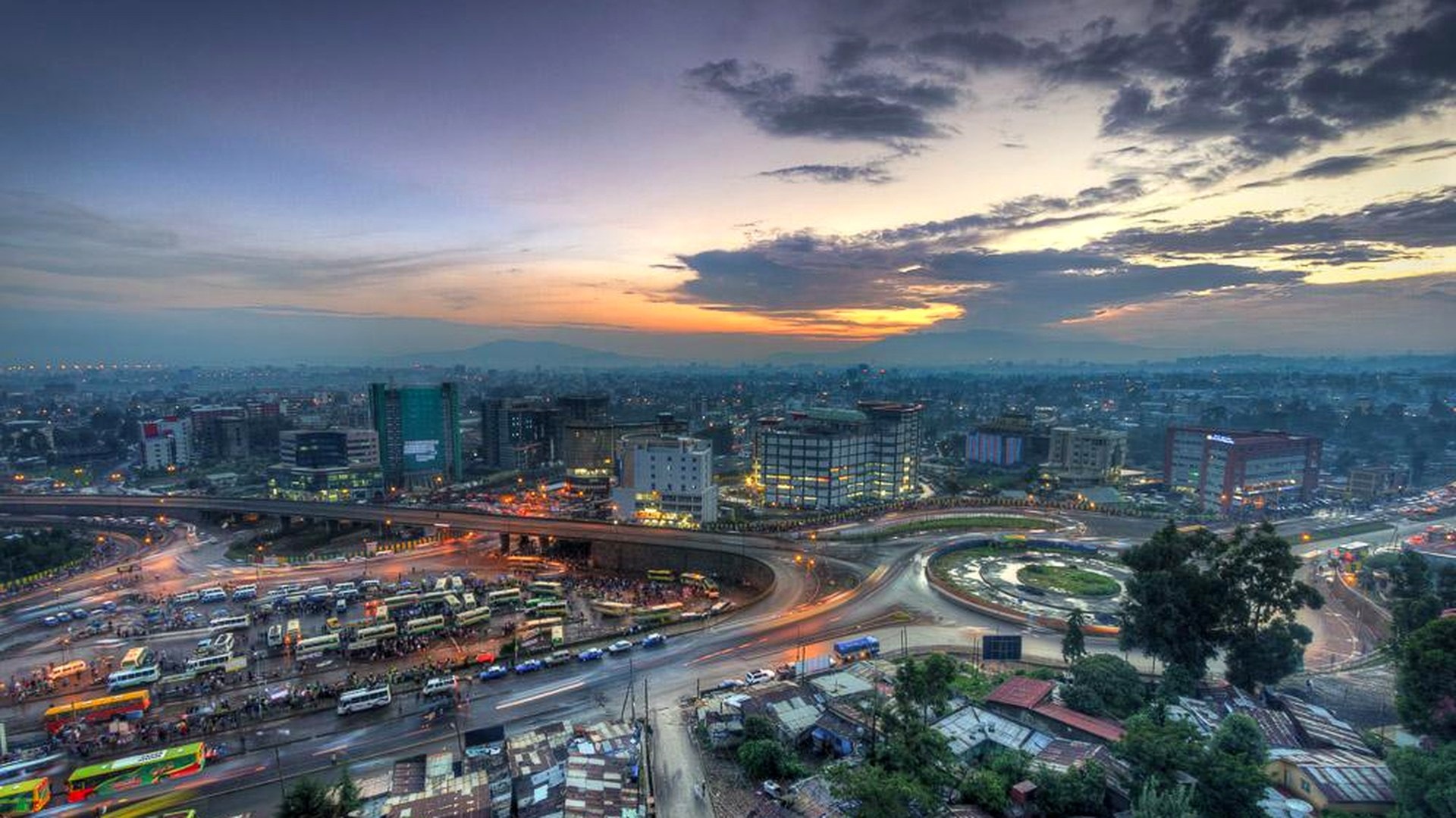 Bete Giyorgis rock-hewn church at sunset, Lalibela Ethiopia